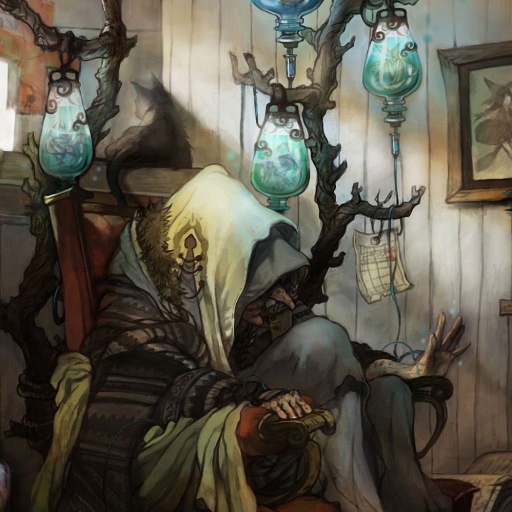 Колдунья сидит на стуле