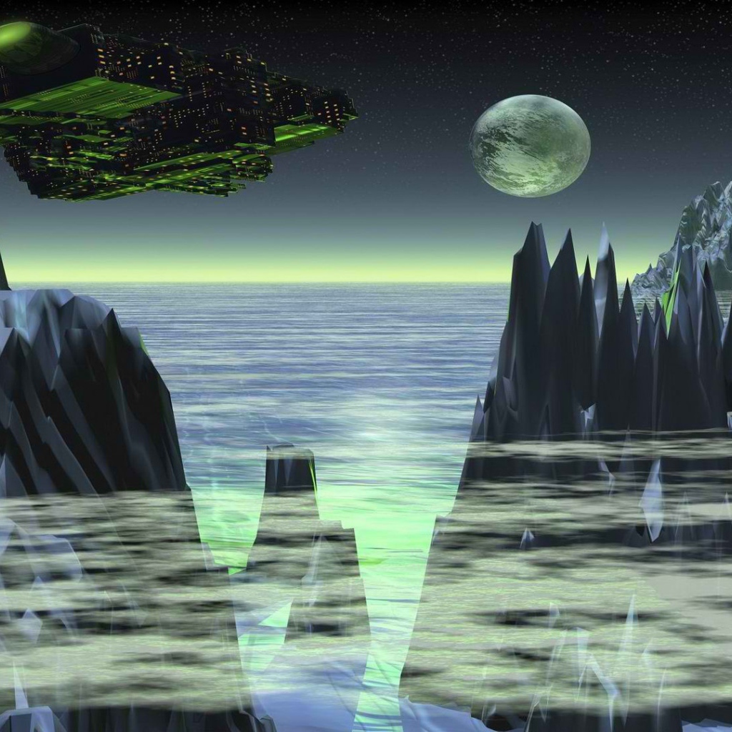 Космический корабль над планетой