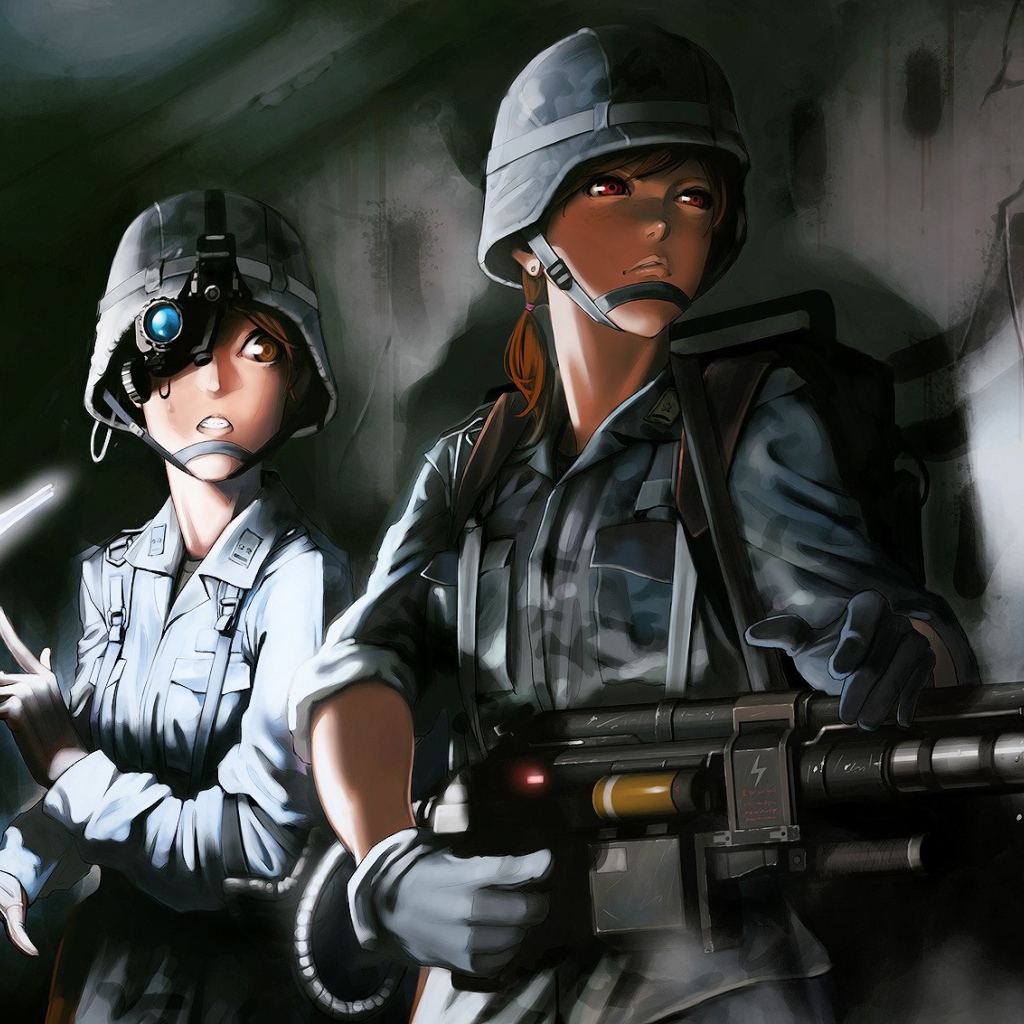 Брюнетки с оружием в перчатках