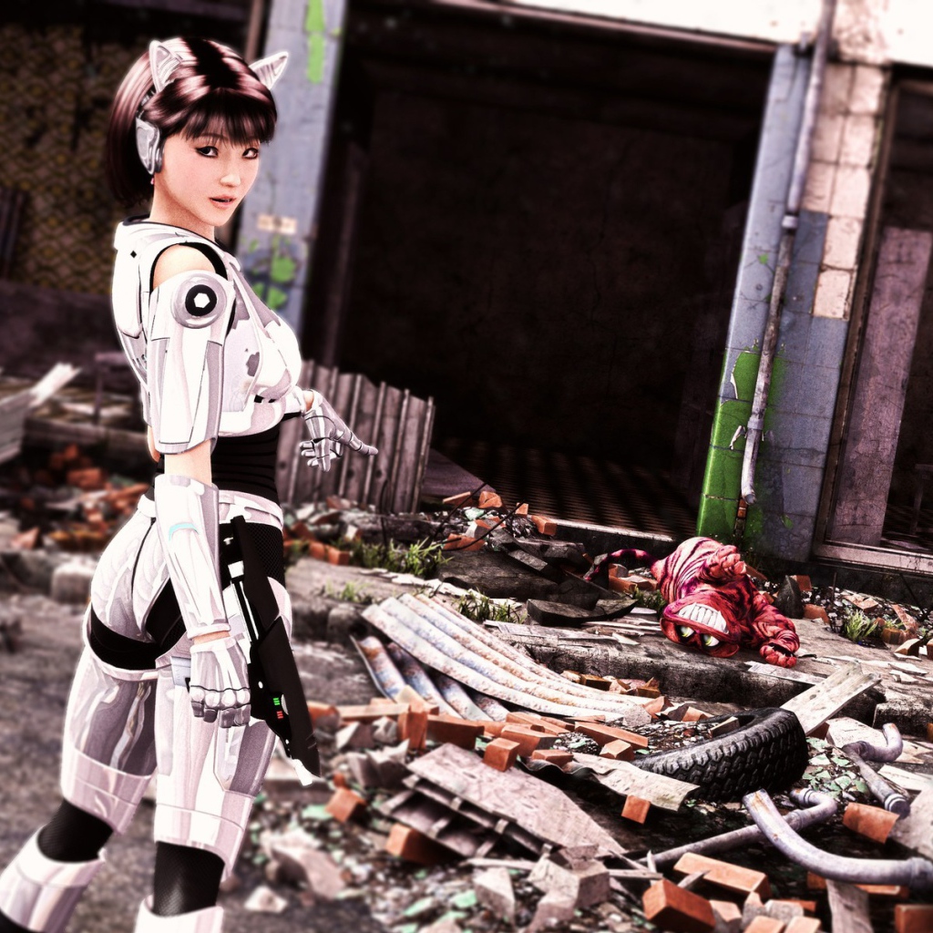 Девушка киборг убила монстра