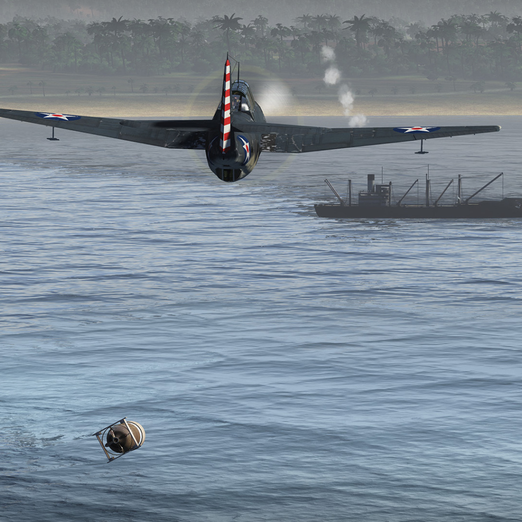 War Thunder самолет направляется к судну