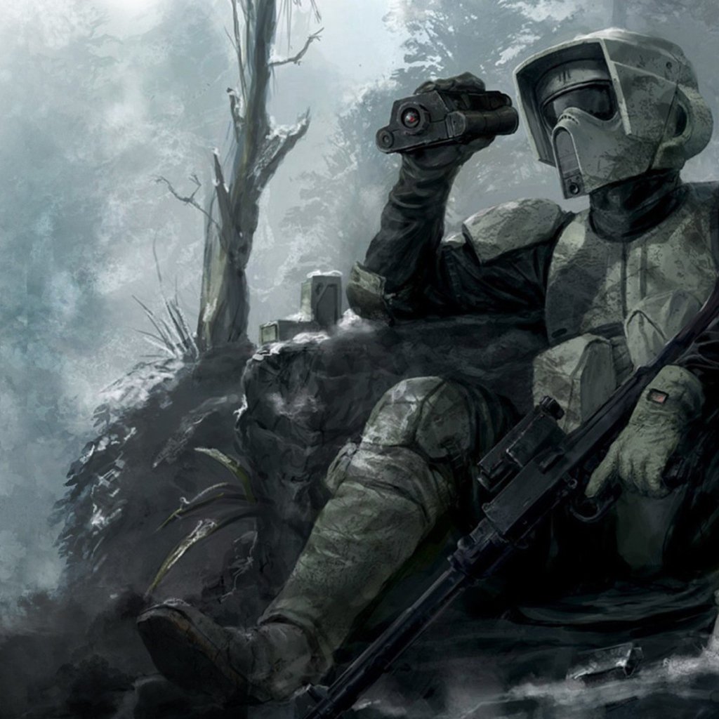 Воин из Star wars с оружием