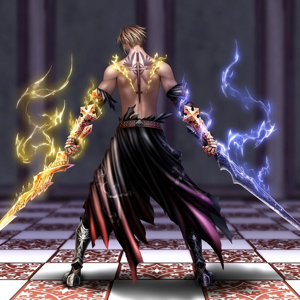 Воин с горящими мечами