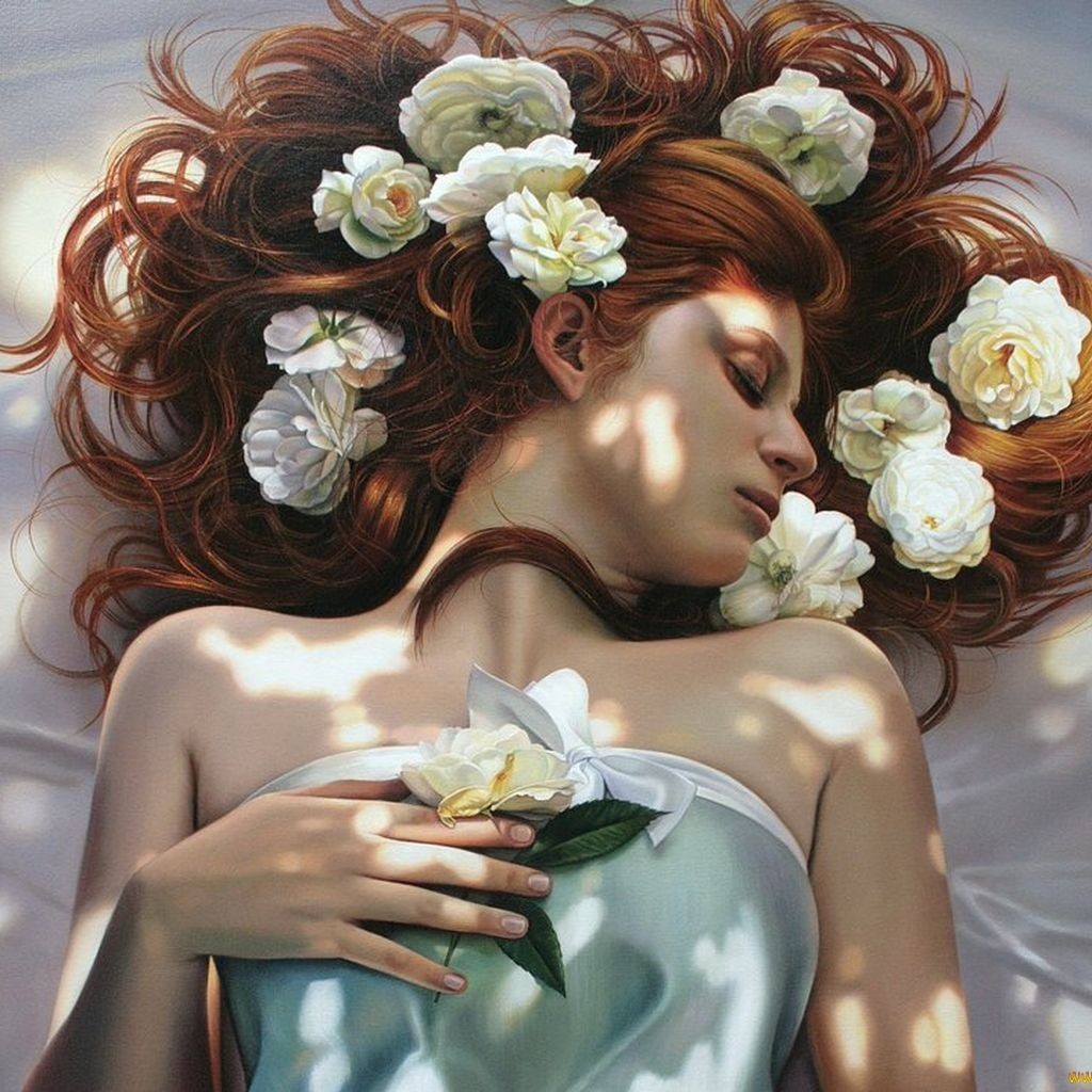 Девушка с цветами в волосах
