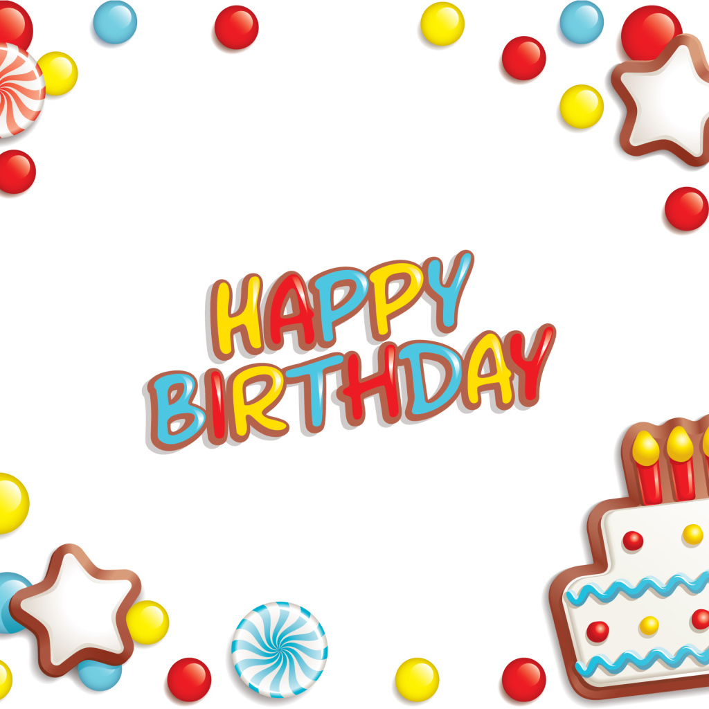 Весёлая картинка на день рождения, белый фон