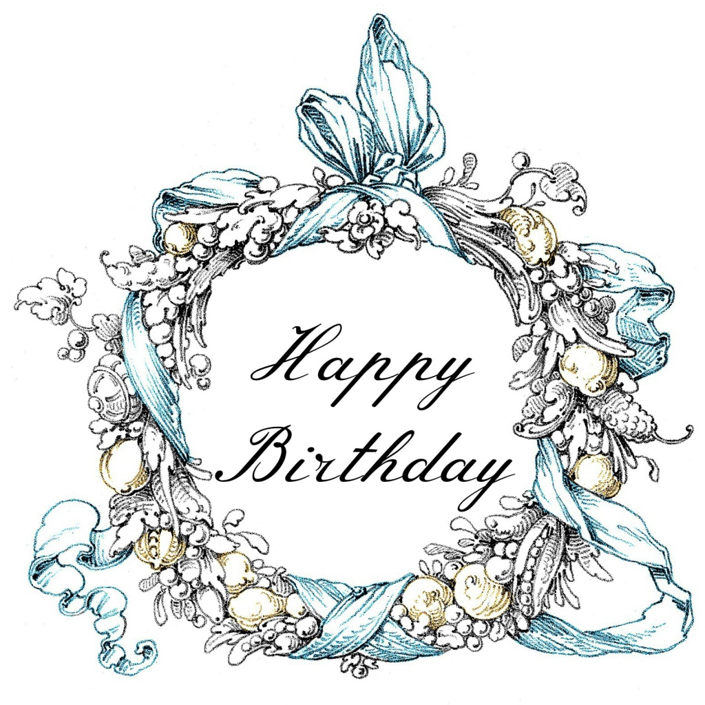 Поздравительная картинка на день рождения, белый фон