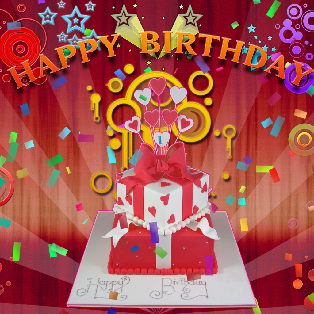 Разноцветная красивая картинка на день рождения