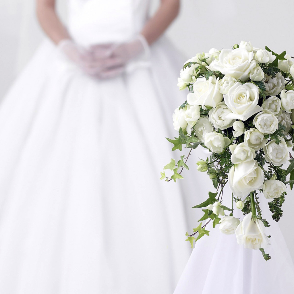 Белый свадебный букет