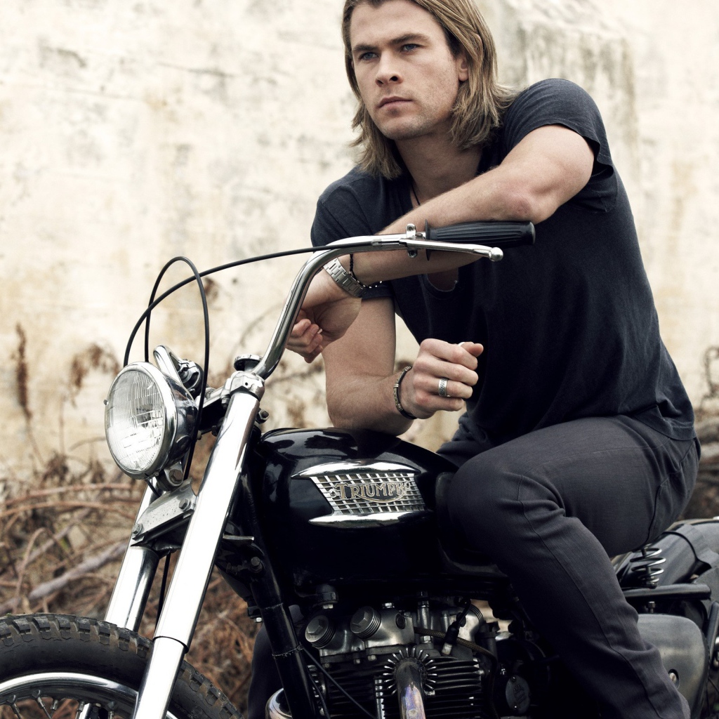 Australian actor on a motorcycle