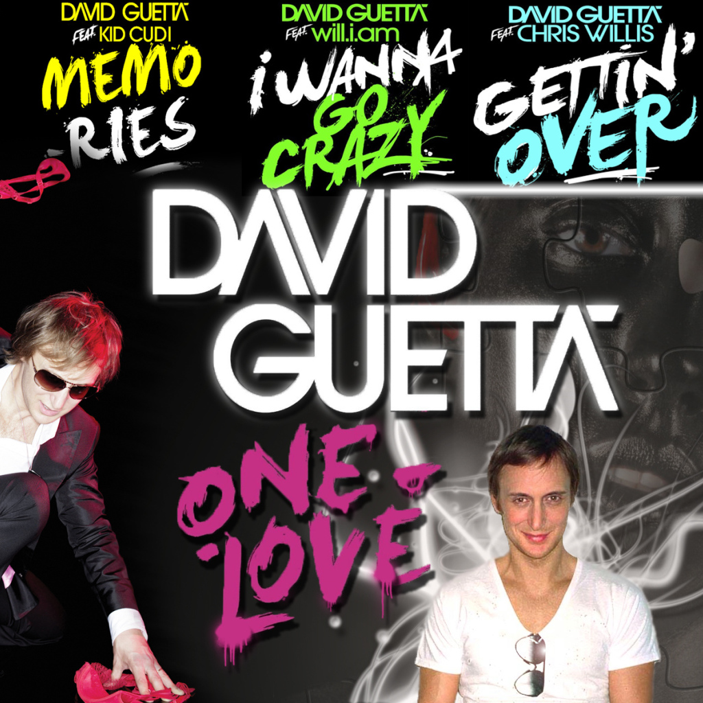 David Guetta на фоне надписей