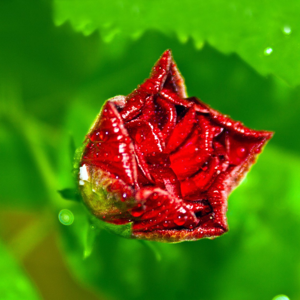 Бутон розы с капельками