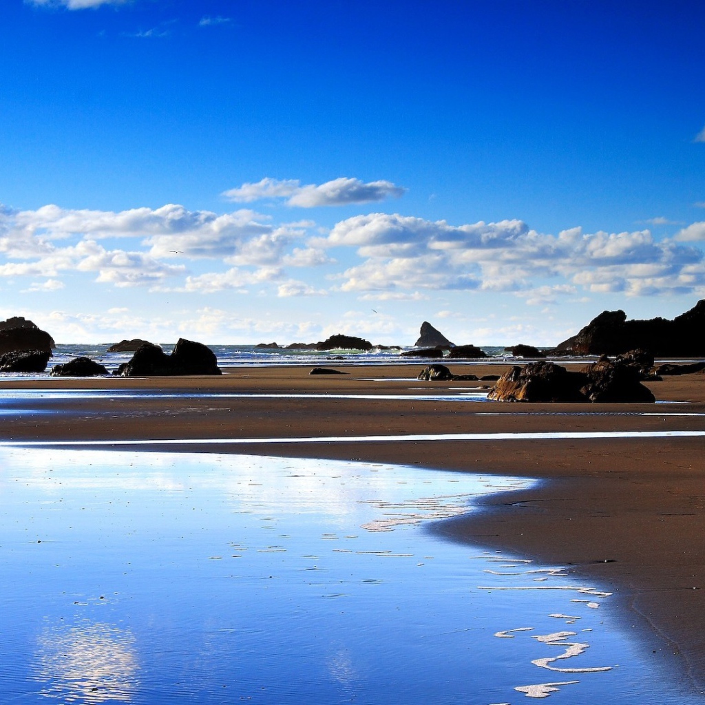 Песчаная отмель с камнями