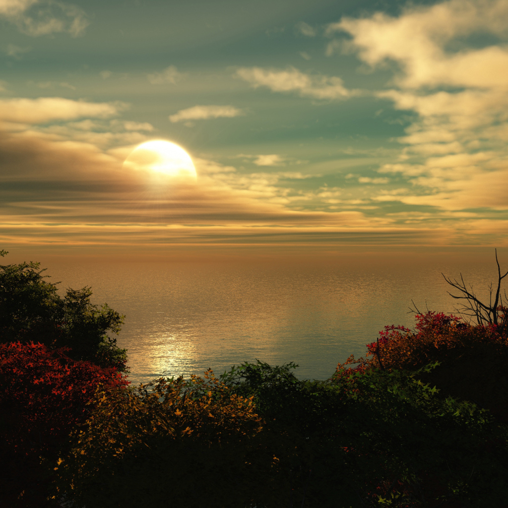 Солнце заходит за тучу