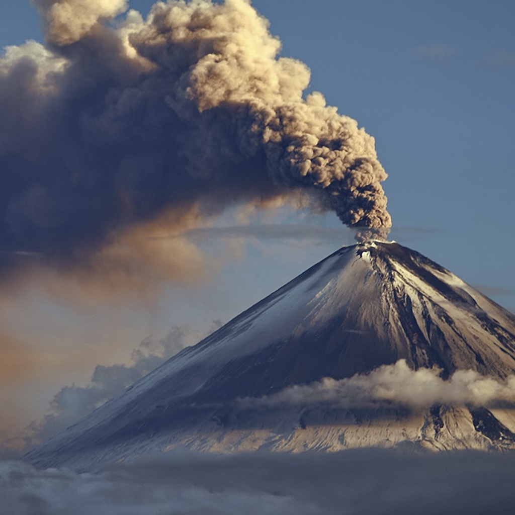 	 Volcano smokes