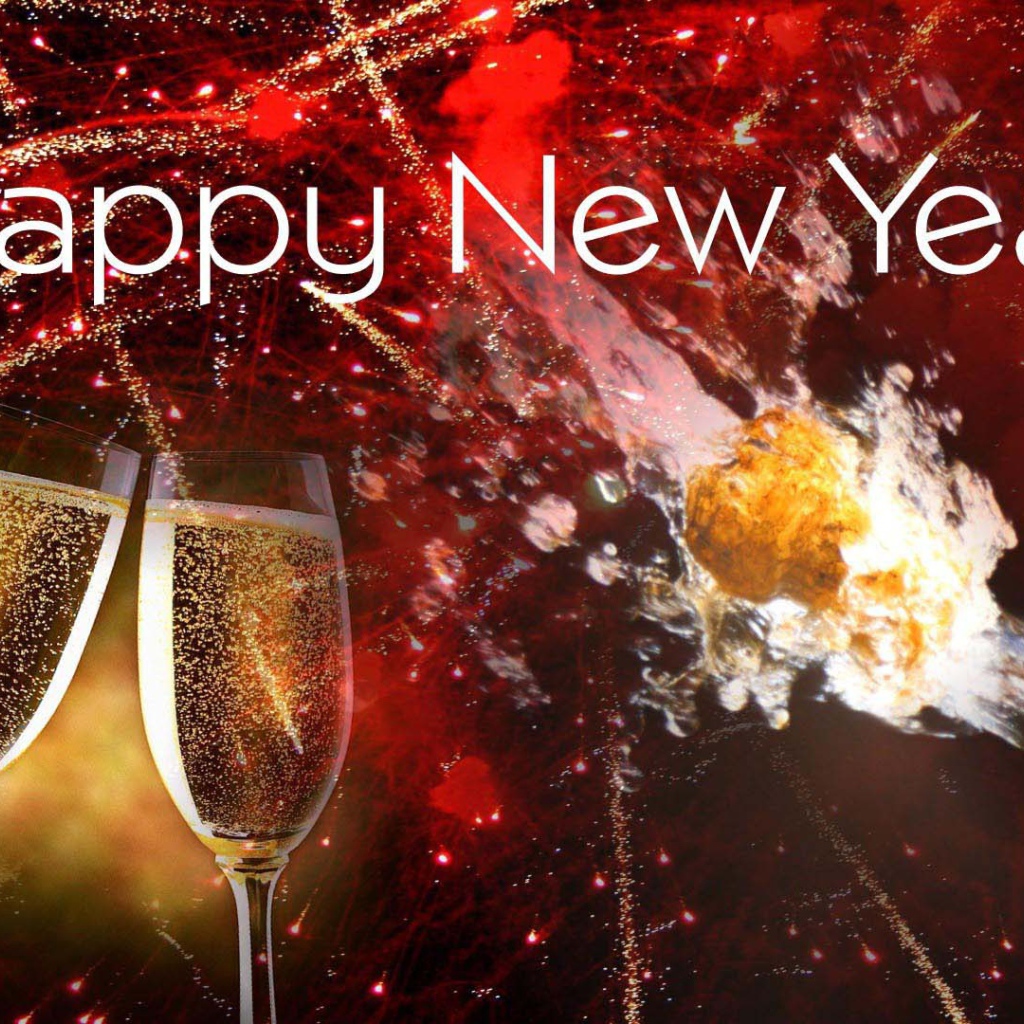 Счастливого Нового Года, бокалы шампанского