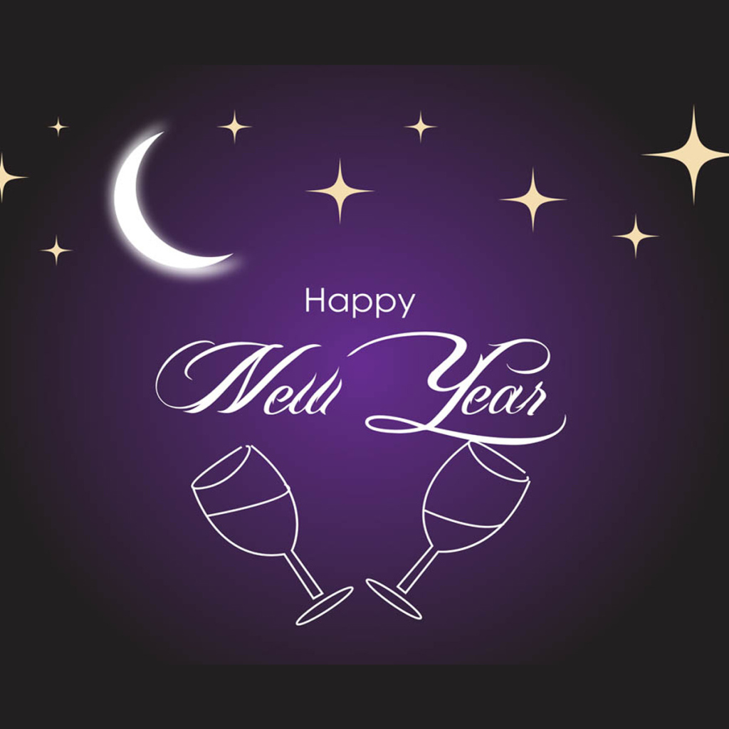 Счастливого нового года, фиолетовый фон