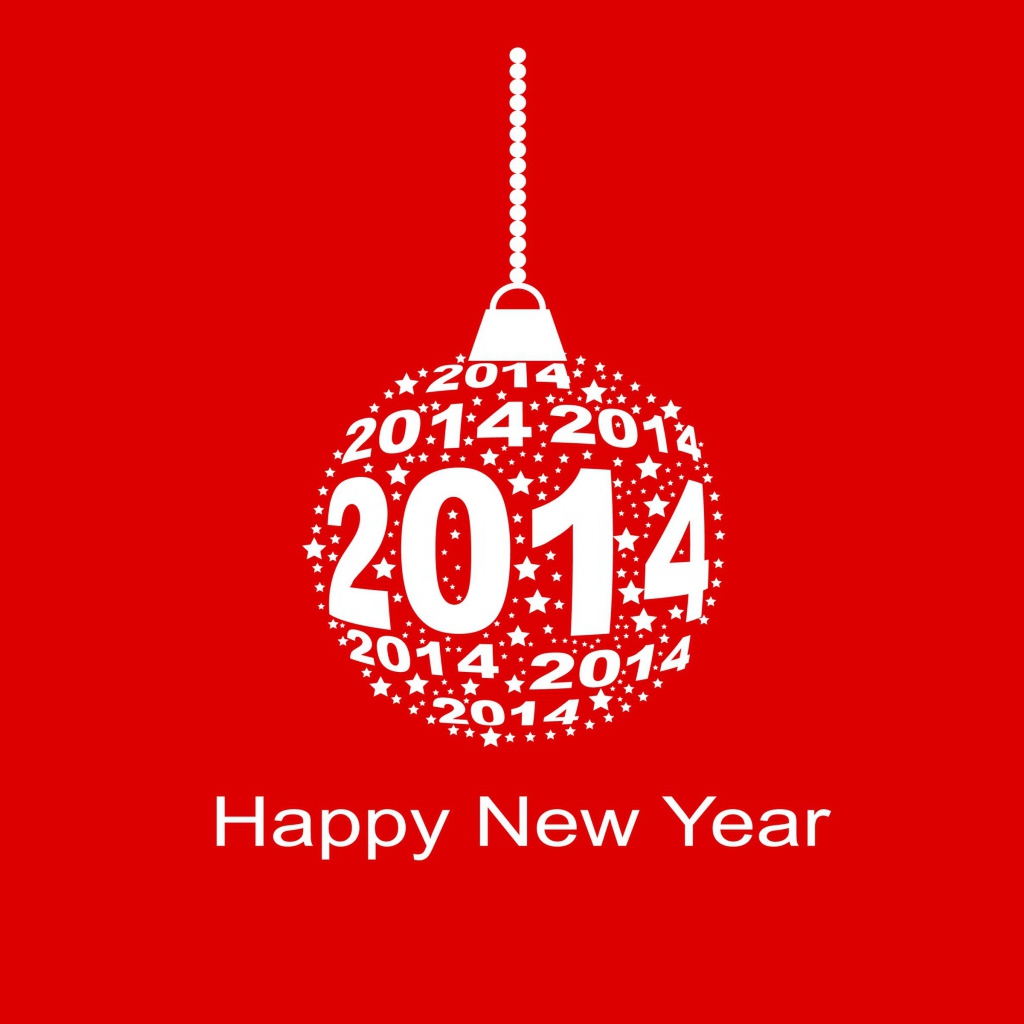Счастливого Нового Года, красно-белый рисунок