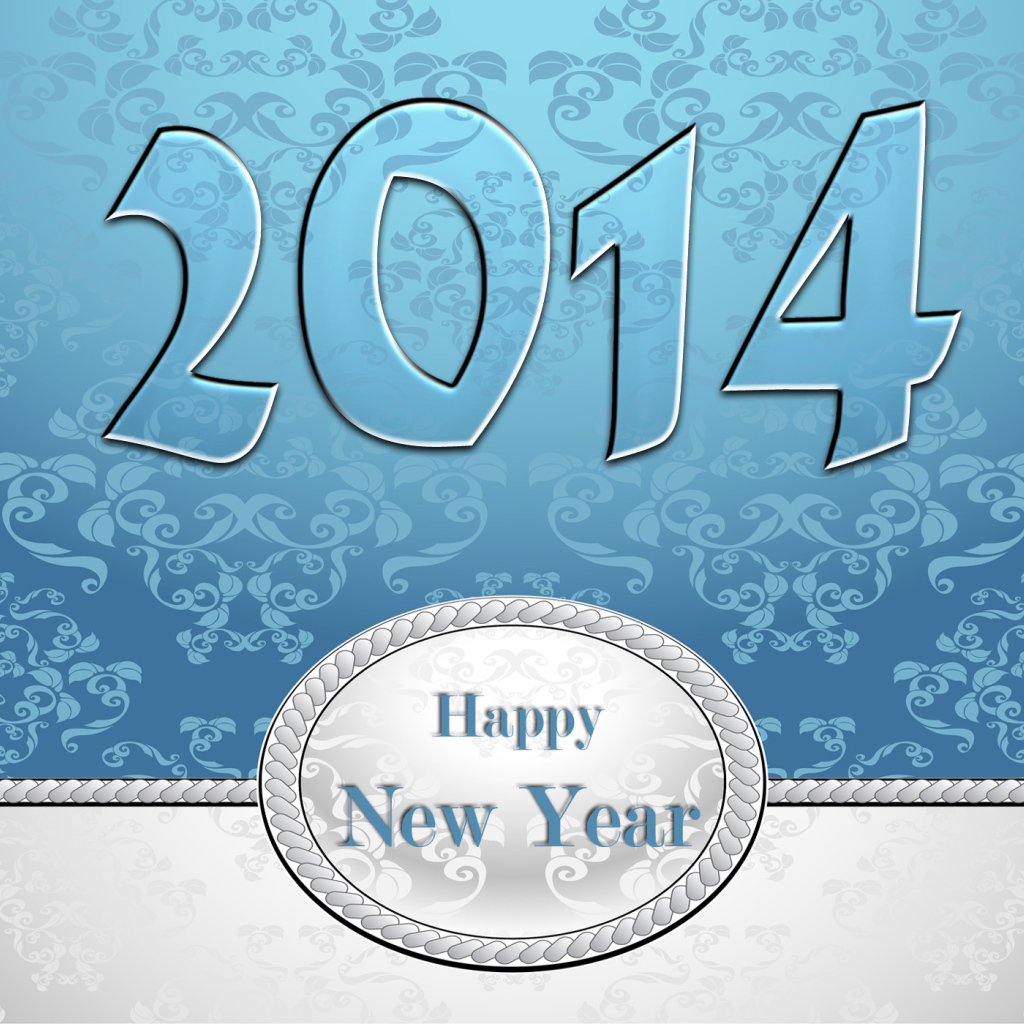 Счастливого нового года 2014, голубой и белый цвет