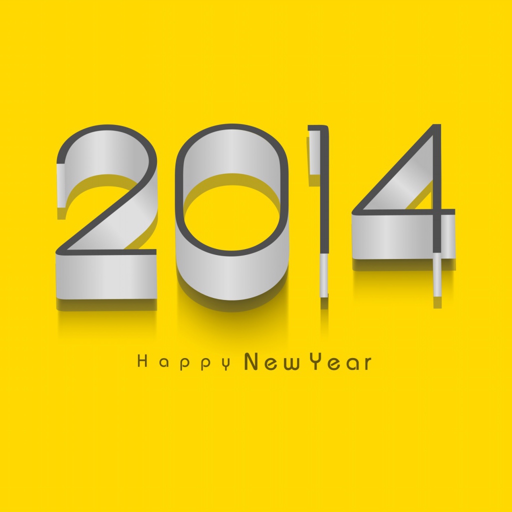 Счастливого нового 2014 года, жёлтый фон