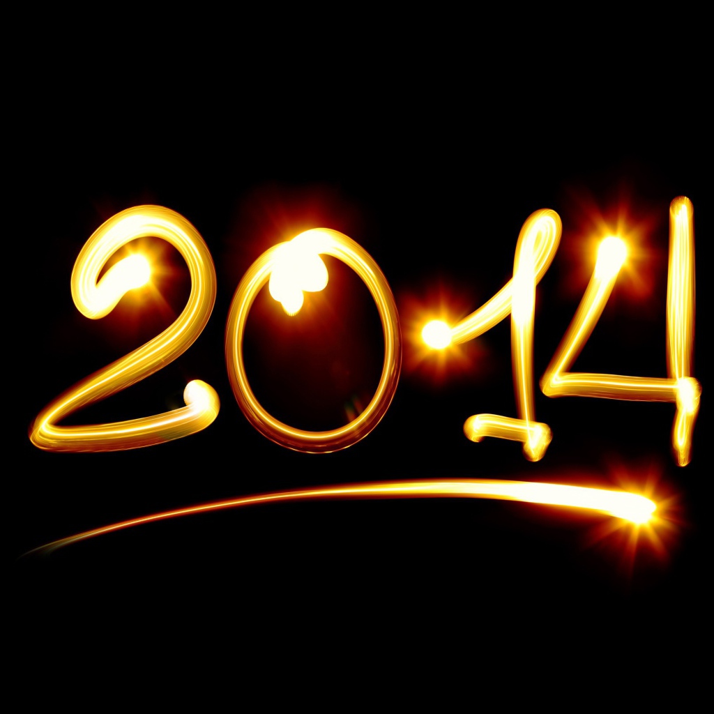 Новый Год 2014 цифры на черном фоне