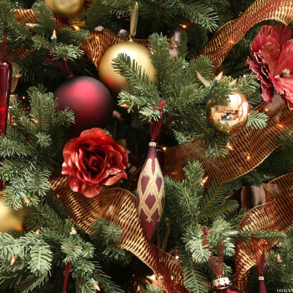 Новогодняя елка крупным планом