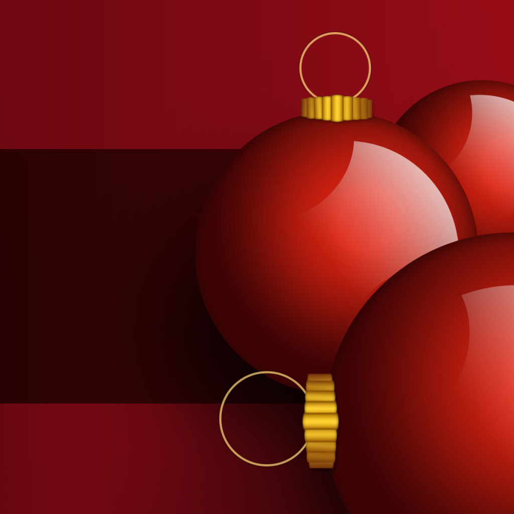 Красные нарисованные ёлочные игрушки