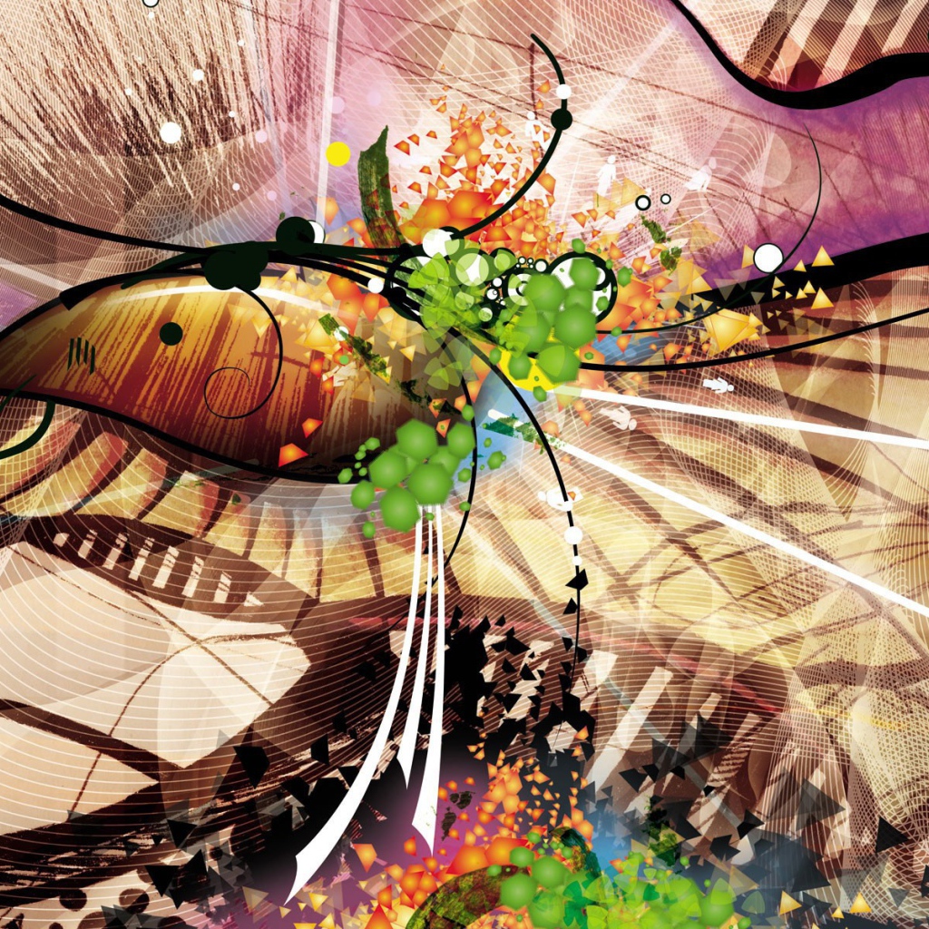 Абстрактное многоцветие с черными линиями