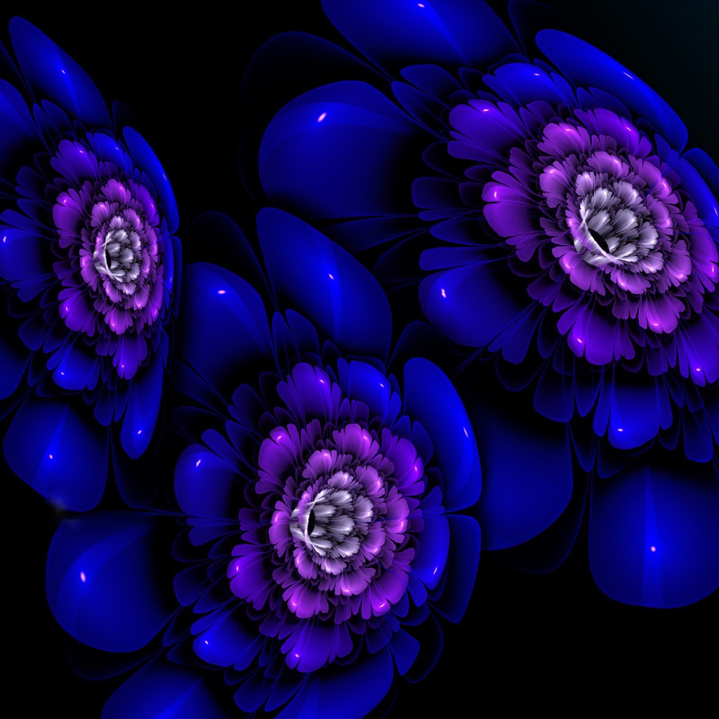 Синяя цветочная абстракция