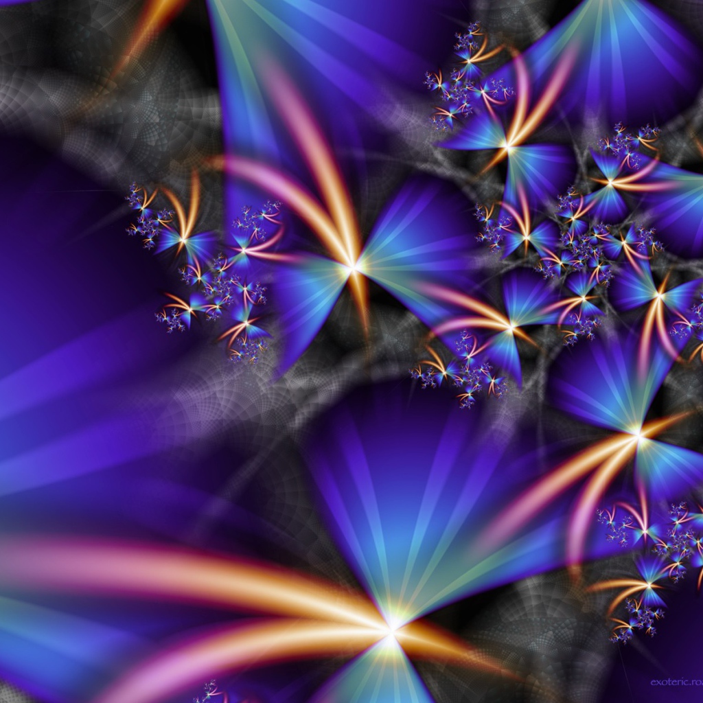 Синие лучи и цветы