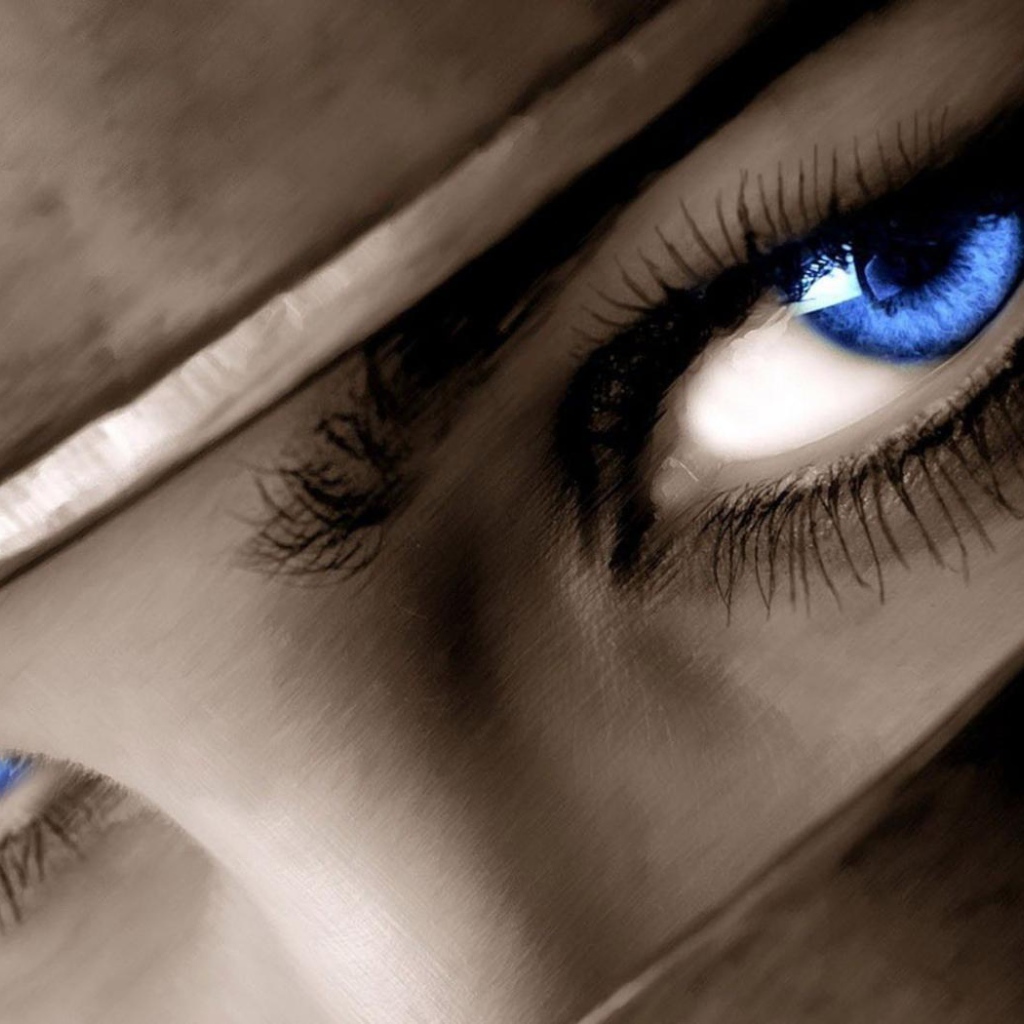 Черные брови и синие глаза