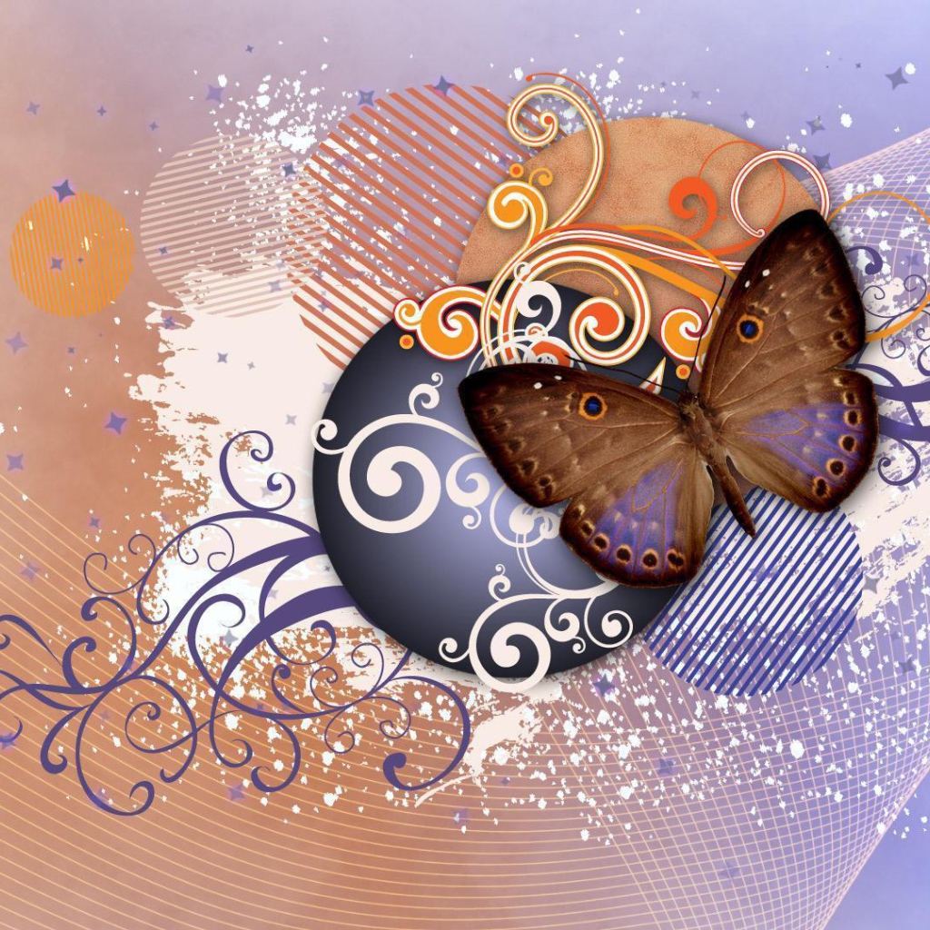 Бабочка на абстрактном рисунке