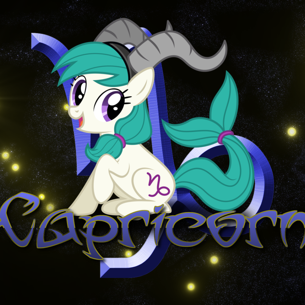 Козерог, детская картинка с чёрным фоном