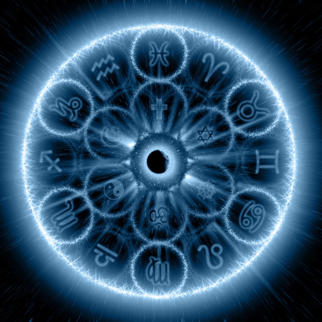 Знаки зодиака в голубом свечении