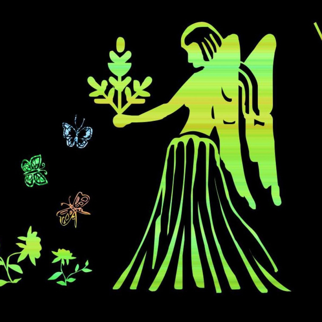 Дева на чёрном фоне