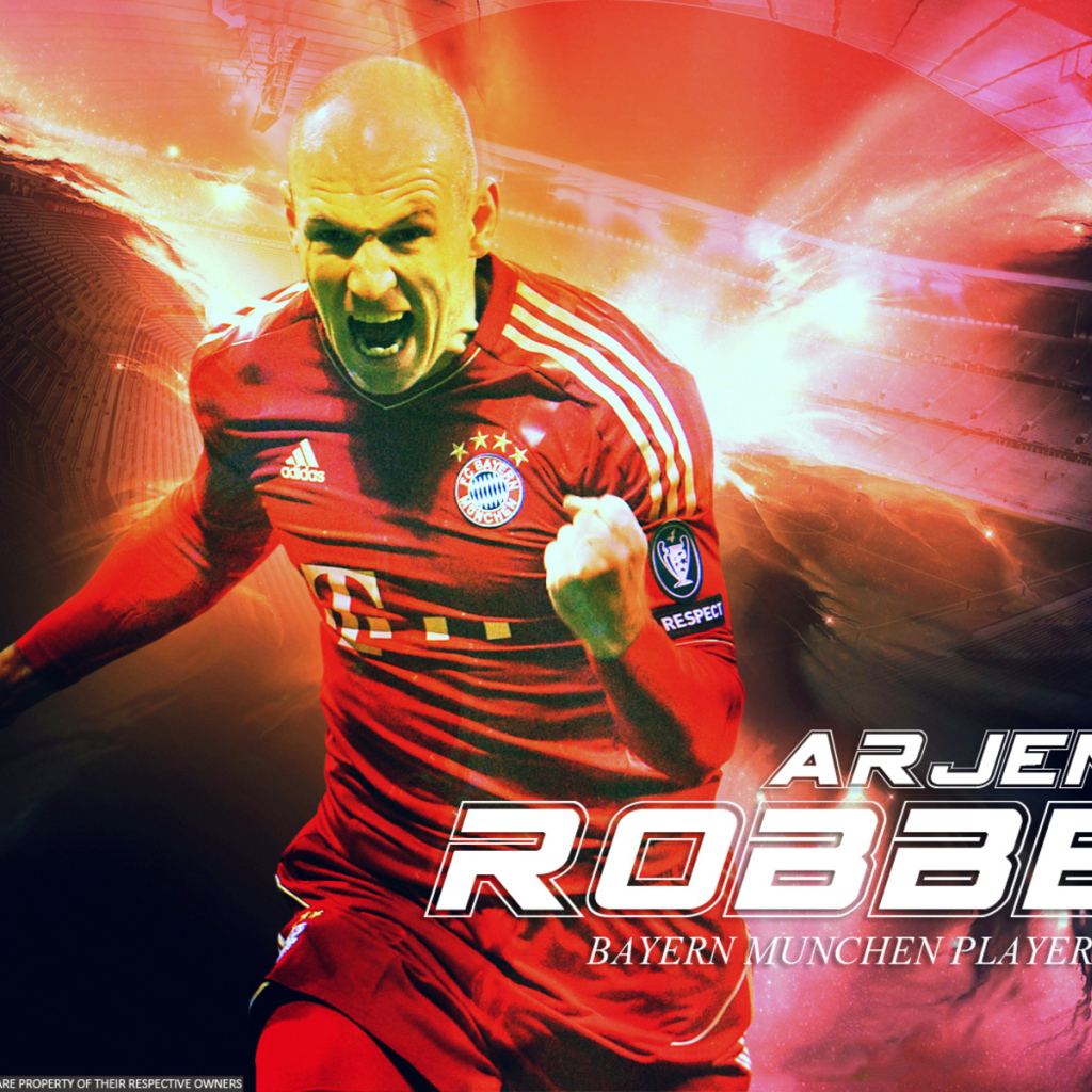 Бавария Арьен Роббен на красном фоне