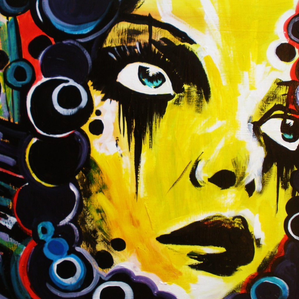 Яркое граффити, лицо девушки