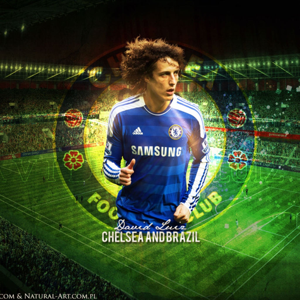 Челси Давид Луис на фоне стадиона