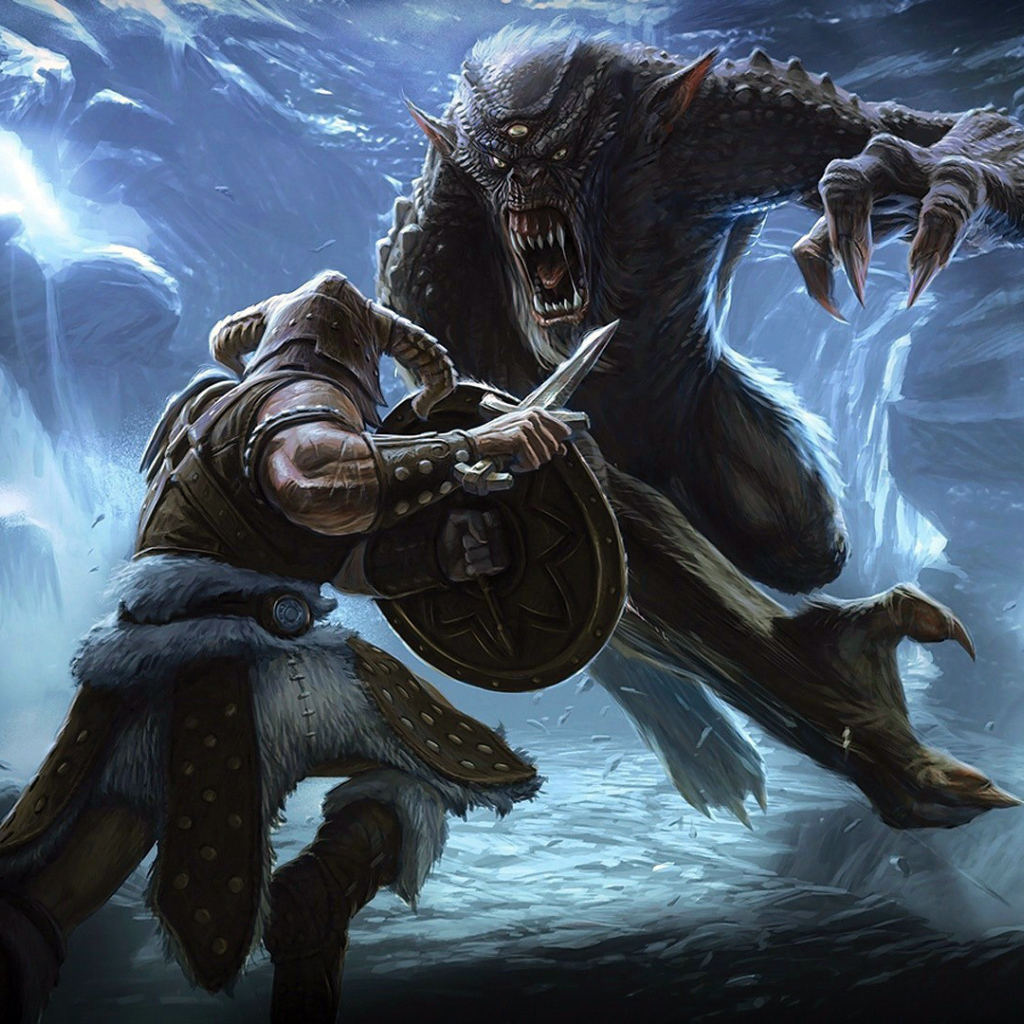 Elder Scrolls Online: варвар сражаясь с мутантом