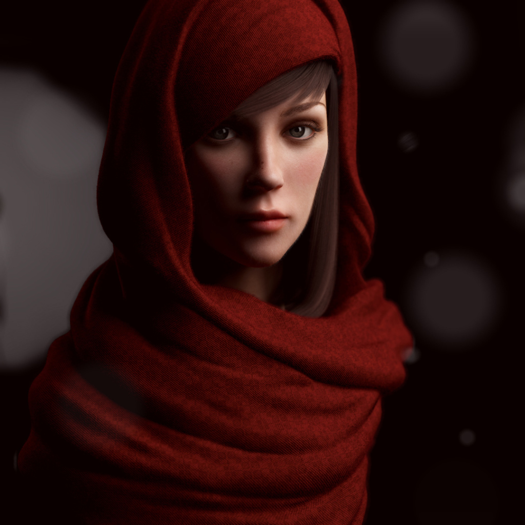 Девушка в красном шарфе
