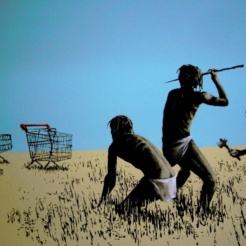 Граффити, древние люди и магазинные корзины, Бэнкси