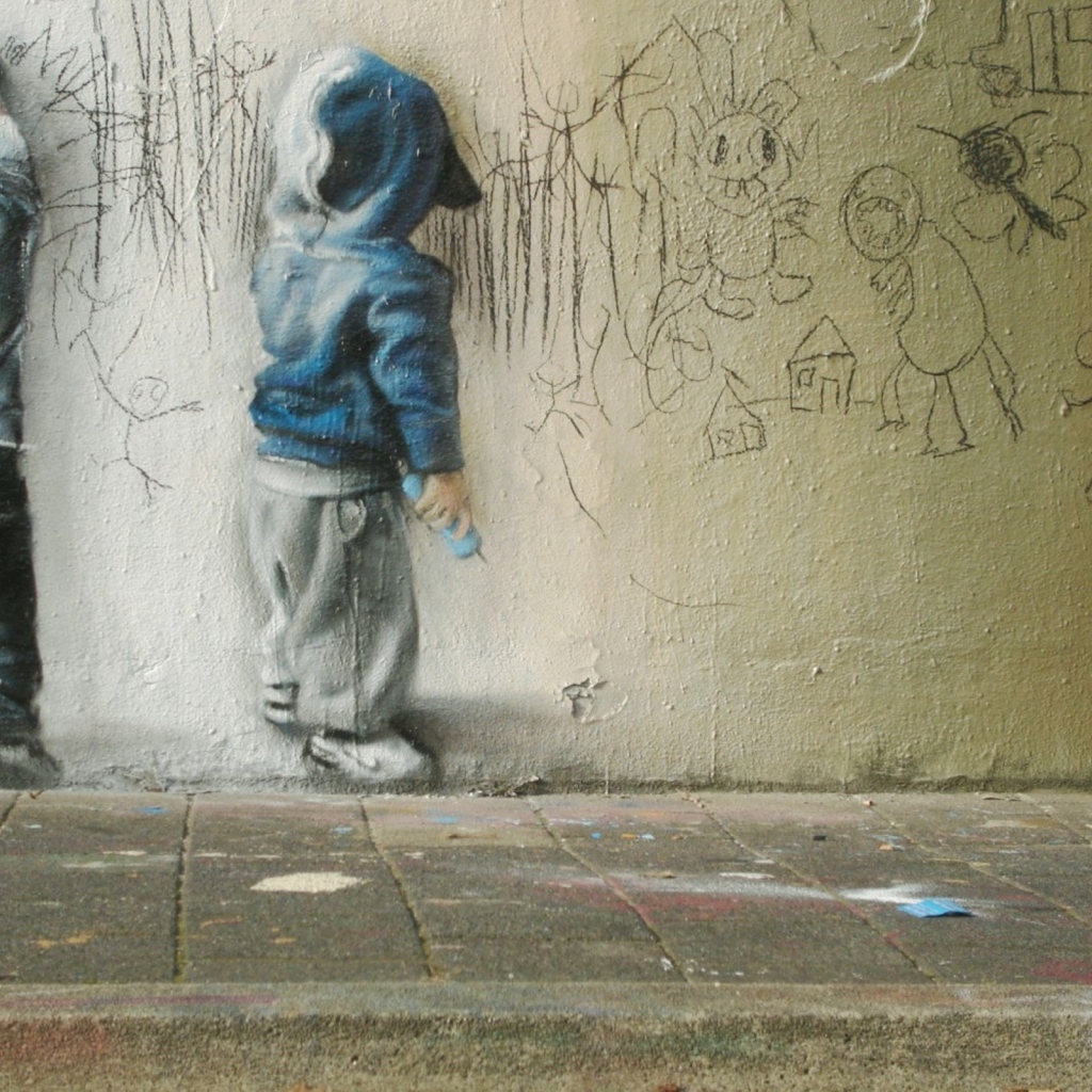 Граффити, рисующие дети