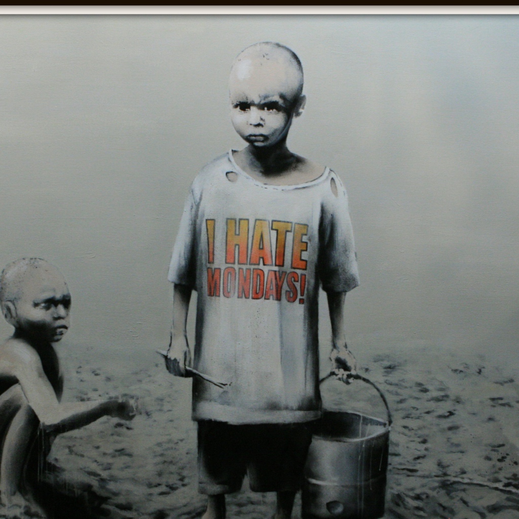 Граффити, ненавижу понедельники, художник Бэнкси