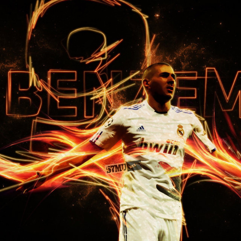 The football player Real Madrid Karim Benzema is on fire