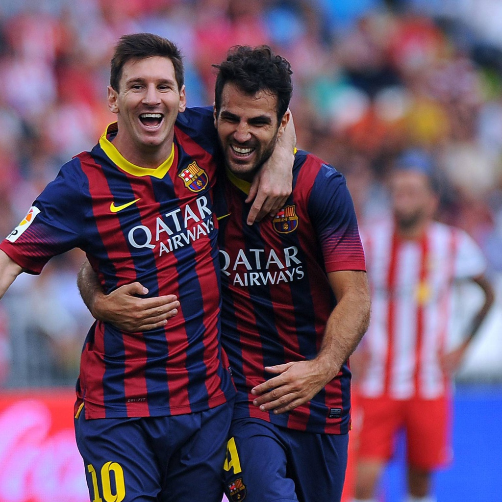  Футболисты Барселоны Франсеск Фабрегас и Лионель Месси