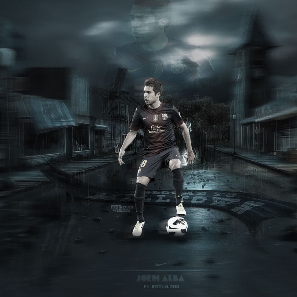 Игрок Барселоны Хорди Альба на темных улицах