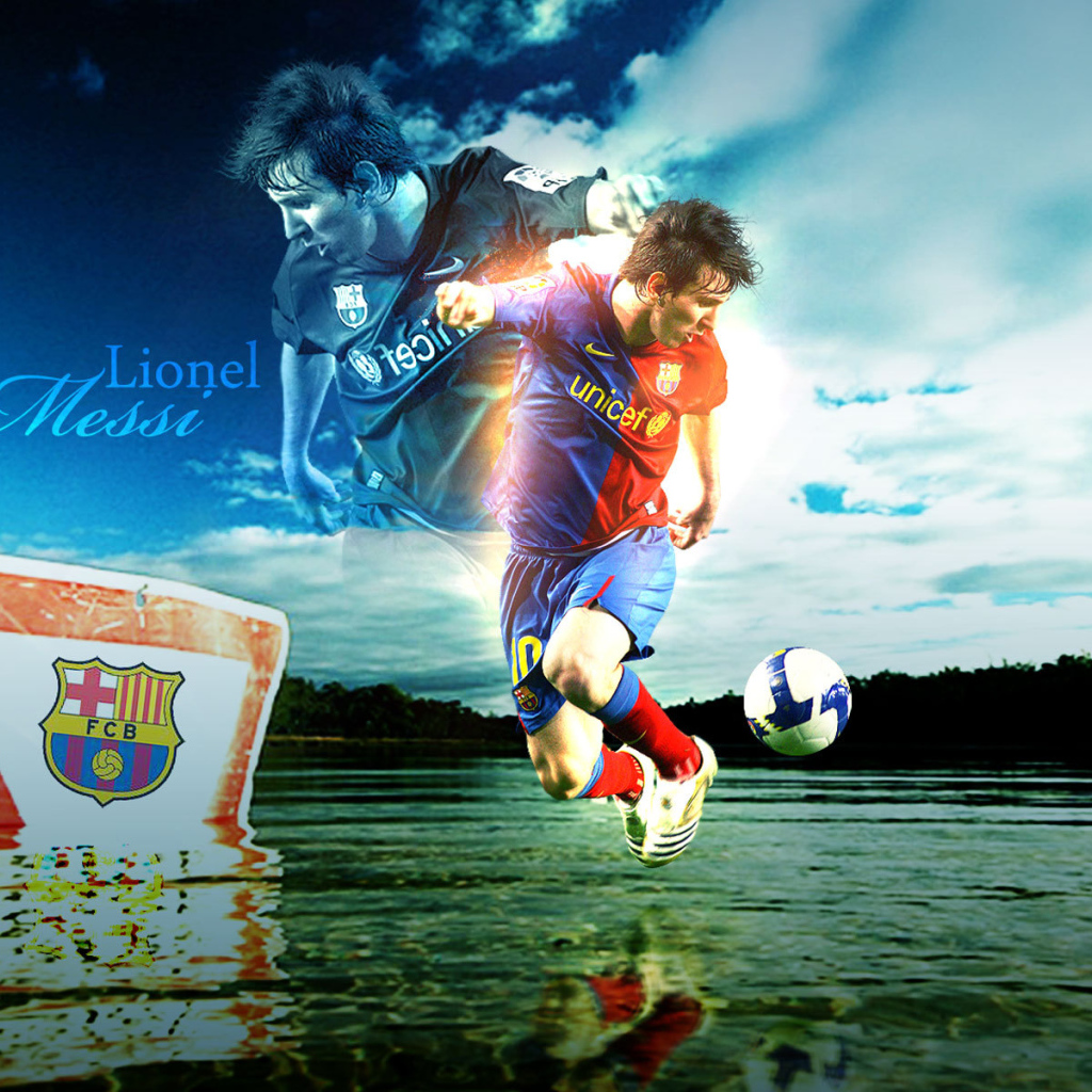 Игрок Барселоны Лионель Месси дриблинг