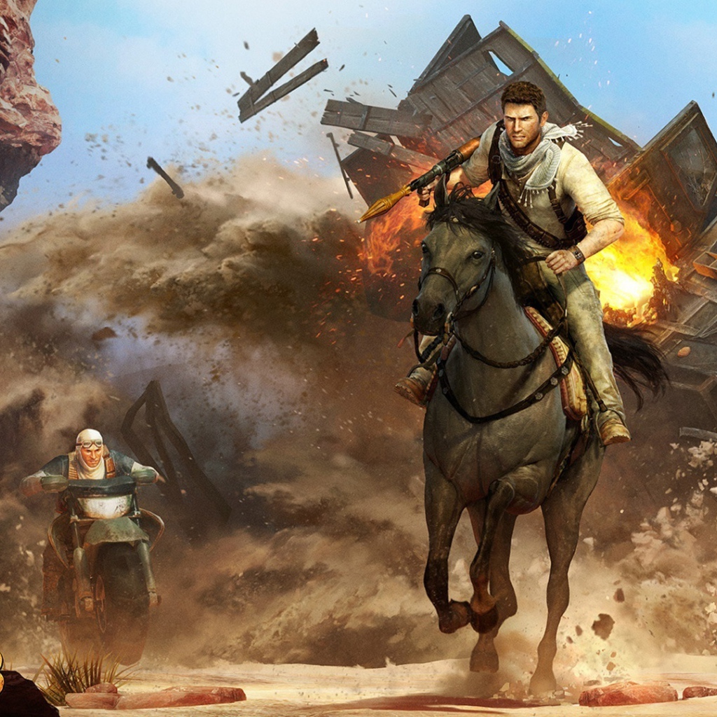 Uncharted 3: Дрейк находится лошади