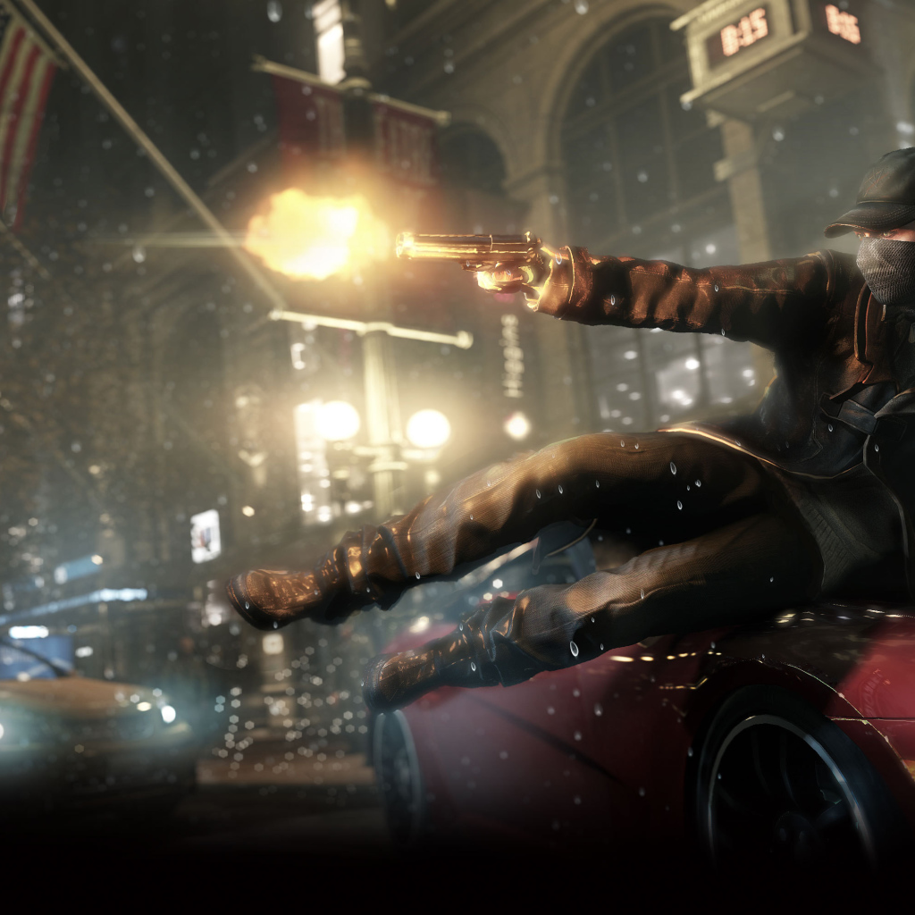 Watch Dogs стреляет из оружия
