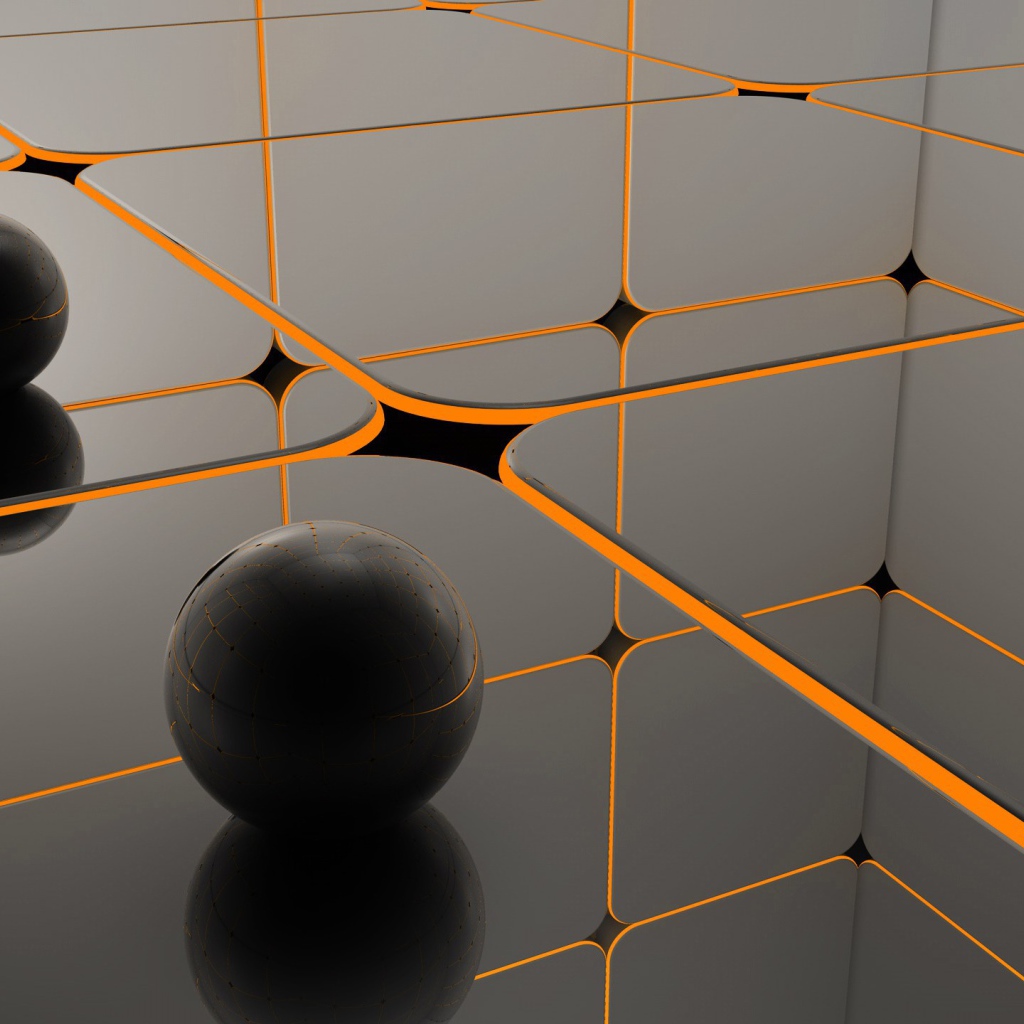 Шары на блестящей поверхности