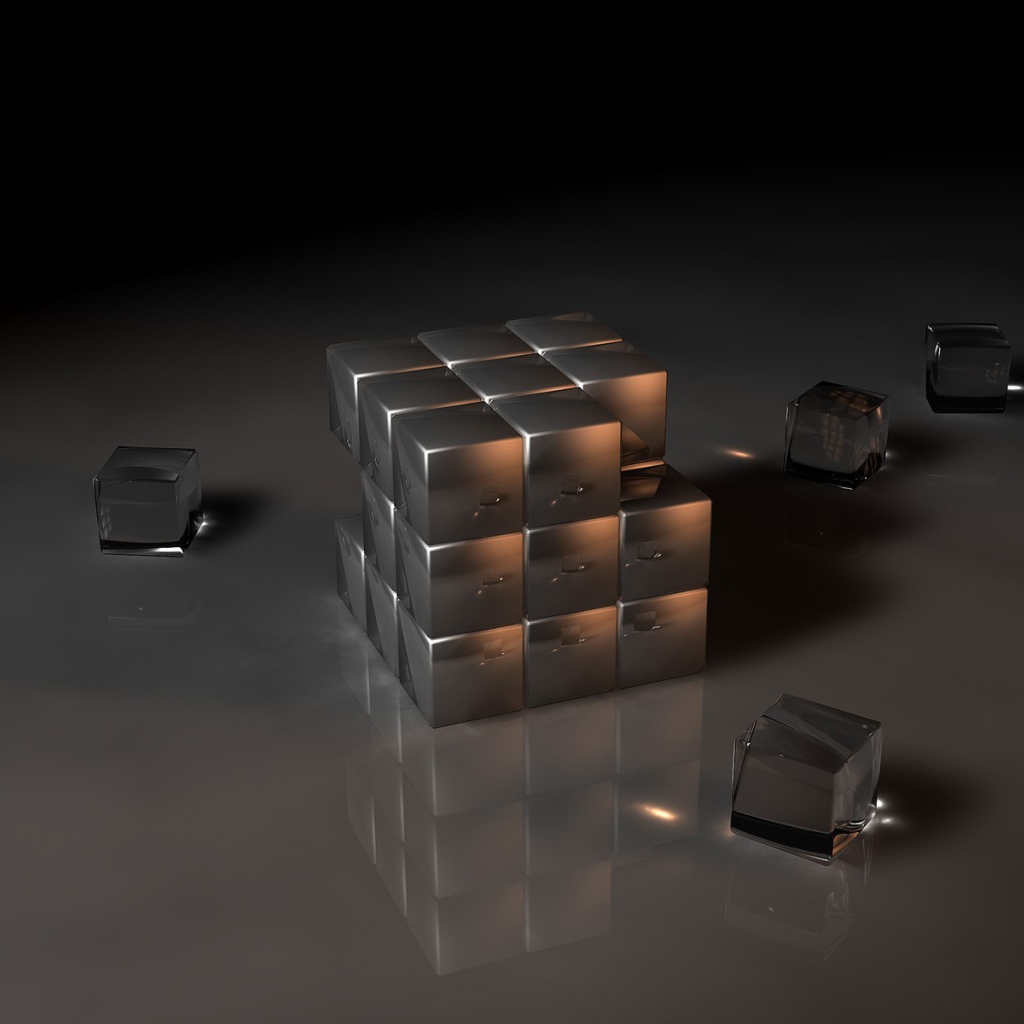 Куб из стеклянных кубиков